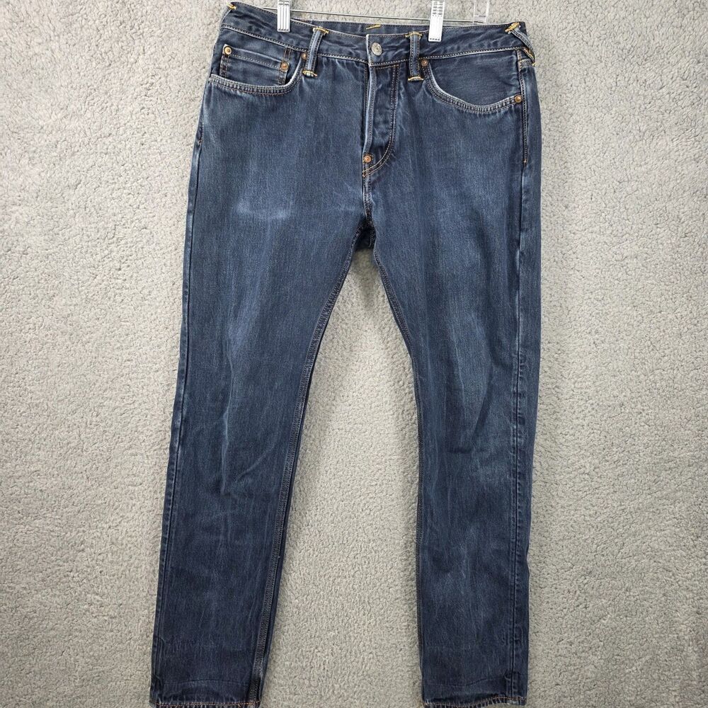 Evisu No 2 Custom Denim Men’s Taper Jeans Lot 2017 Japan Fabric Size 32 x 34